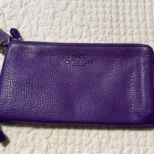 Coach Large Purple Leather Wristlet